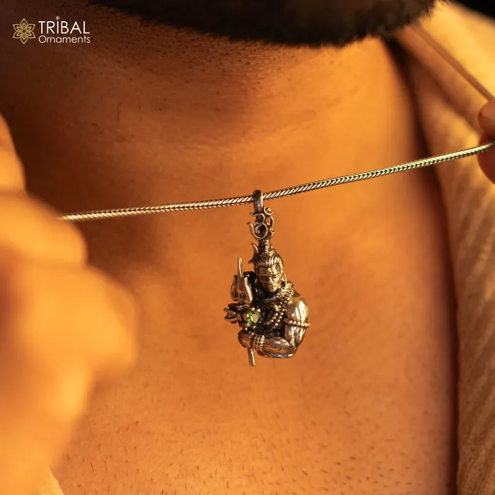 TRIBAL ORNAMENTS 925 Sterling silver handmade lord maha deva mahakal pendantnsp882 Necklaces