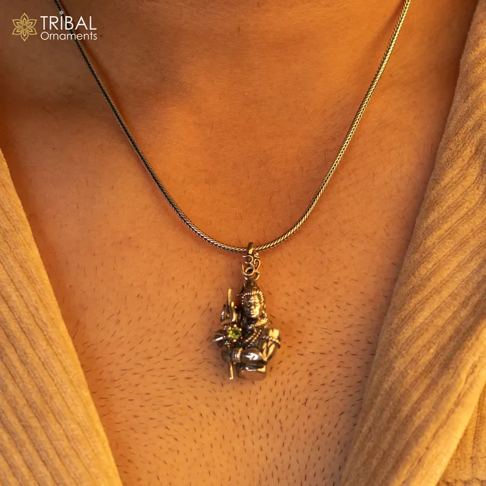 TRIBAL ORNAMENTS 925 Sterling silver handmade lord maha deva mahakal pendantnsp882 Necklaces