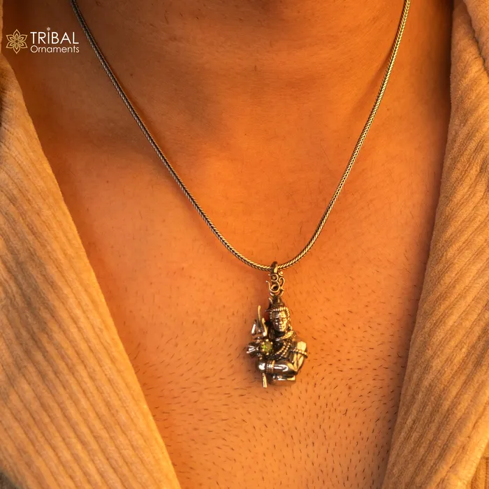 TRIBAL ORNAMENTS 925 Sterling silver handmade lord maha deva mahakal pendantnsp882 Necklaces