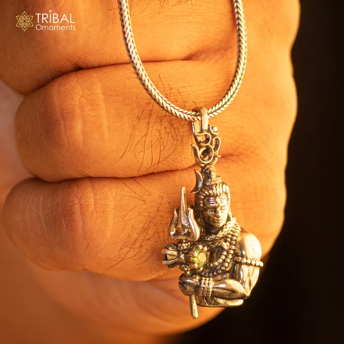 TRIBAL ORNAMENTS 925 Sterling silver handmade lord maha deva mahakal pendantnsp882 Necklaces