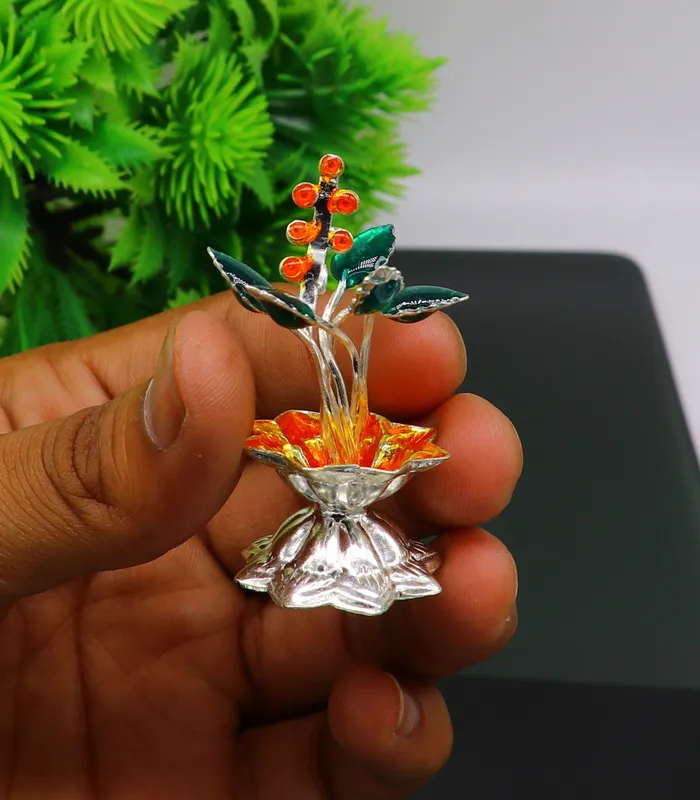TRIBAL ORNAMENTS 925 sterling silver handmade mini tulsi plant basil rosary plant for puja temple article excellent customized silver utensils article su157 Rings TRIBAL ORNAMENTS 925 sterling silver handmade mini tulsi plant basil rosary plant for puja temple article excellent customized silver utensils article su157 Rings