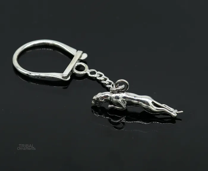 TRIBAL ORNAMENTS 925 Sterling silver handmade unique leopard design solid key chian stylish royal gifting silver accessories unisex gift jewelry art kch03 Necklaces TRIBAL ORNAMENTS 925 Sterling silver handmade unique leopard design solid key chian stylish royal gifting silver accessories unisex gift jewelry art kch03 Necklaces