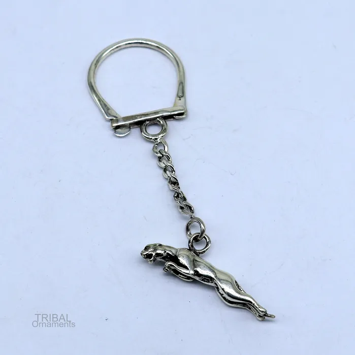 TRIBAL ORNAMENTS 925 Sterling silver handmade unique leopard design solid key chian stylish royal gifting silver accessories unisex gift jewelry art kch03 Necklaces