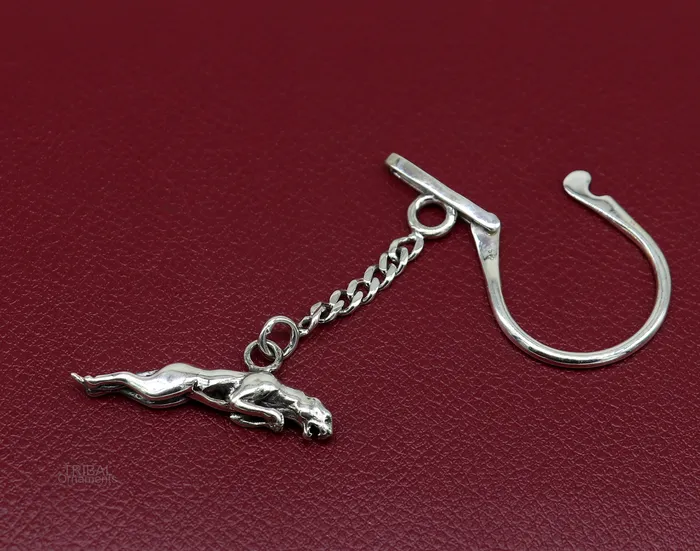 TRIBAL ORNAMENTS 925 Sterling silver handmade unique leopard design solid key chian stylish royal gifting silver accessories unisex gift jewelry art kch03 Necklaces