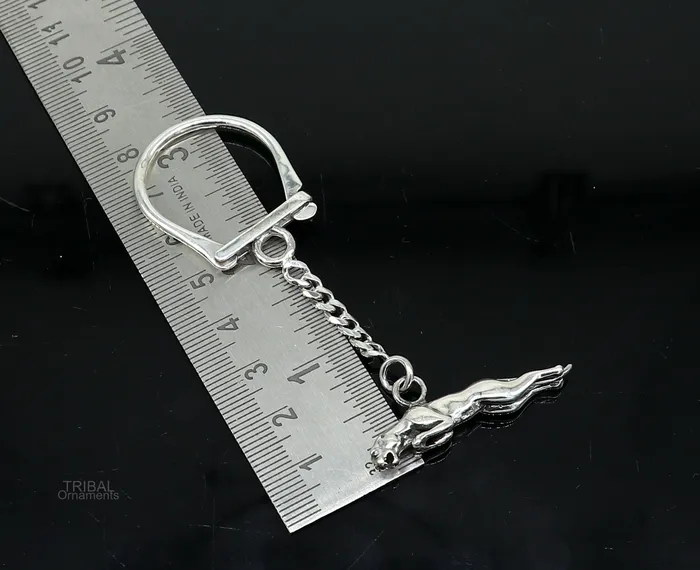 TRIBAL ORNAMENTS 925 Sterling silver handmade unique leopard design solid key chian stylish royal gifting silver accessories unisex gift jewelry art kch03 Necklaces