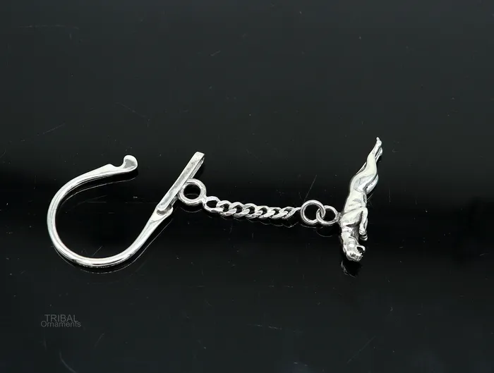 TRIBAL ORNAMENTS 925 Sterling silver handmade unique leopard design solid key chian stylish royal gifting silver accessories unisex gift jewelry art kch03 Necklaces