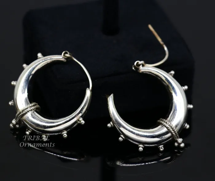 TRIBAL ORNAMENTS 925 sterling silver handmade vintage ethnic style hoops earrings kundalethnic gorgeous bali tribal belly dance jewelry from india s1069 Earrings TRIBAL ORNAMENTS 925 sterling silver handmade vintage ethnic style hoops earrings kundalethnic gorgeous bali tribal belly dance jewelry from india s1069 Earrings