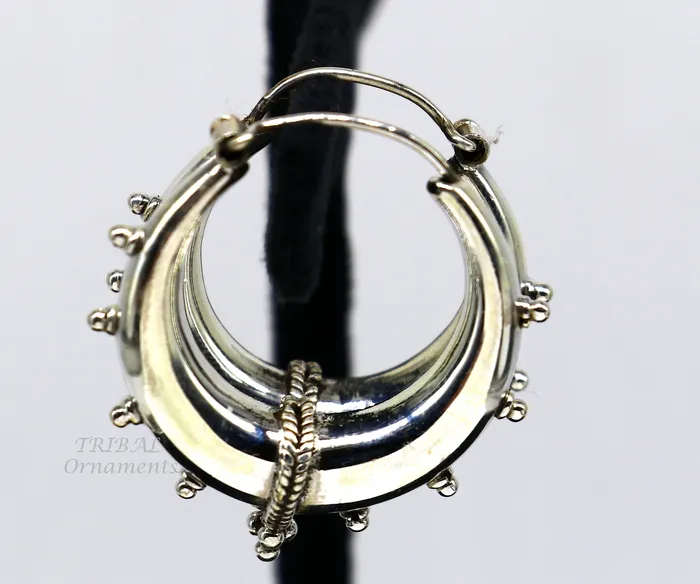 TRIBAL ORNAMENTS 925 sterling silver handmade vintage ethnic style hoops earrings kundalethnic gorgeous bali tribal belly dance jewelry from india s1069 Earrings