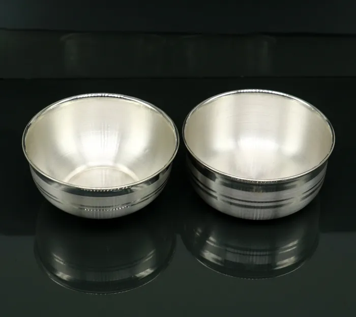 TRIBAL ORNAMENTS 999 pure silver handmade combo of two different design bowl silver vessel silver baby utensils silver puja article puja utensils sv108 Rings TRIBAL ORNAMENTS 999 pure silver handmade combo of two different design bowl silver vessel silver baby utensils silver puja article puja utensils sv108 Rings