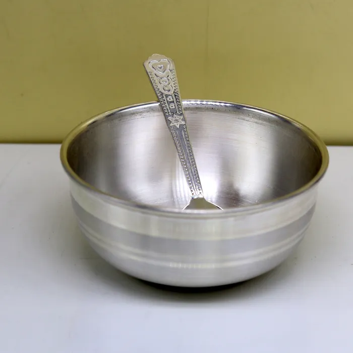 TRIBAL ORNAMENTS 999 solid pure silver handmade utensils bowl and spoon table serving bowl silver vessel baby feeding silver kitchen art baby set sv88 Rings TRIBAL ORNAMENTS 999 solid pure silver handmade utensils bowl and spoon table serving bowl silver vessel baby feeding silver kitchen art baby set sv88 Rings