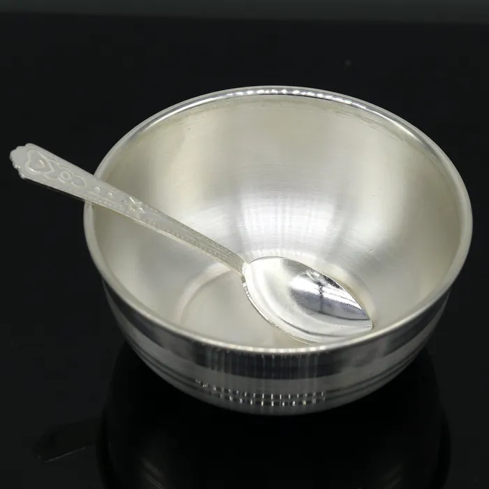 TRIBAL ORNAMENTS 999 solid pure silver handmade utensils bowl and spoon table serving bowl silver vessel baby feeding silver kitchen art baby set sv88 Rings