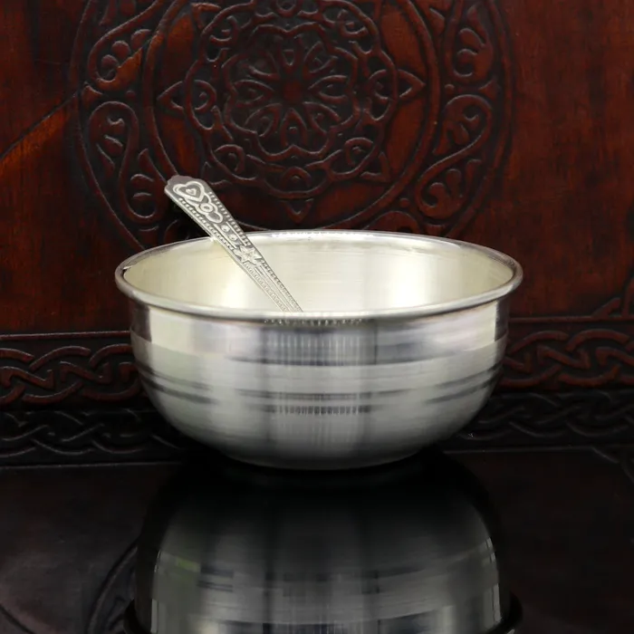TRIBAL ORNAMENTS 999 solid pure silver handmade utensils bowl and spoon table serving bowl silver vessel baby feeding silver kitchen art baby set sv88 Rings