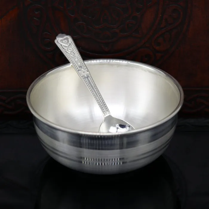 TRIBAL ORNAMENTS 999 solid pure silver handmade utensils bowl and spoon table serving bowl silver vessel baby feeding silver kitchen art baby set sv88 Rings