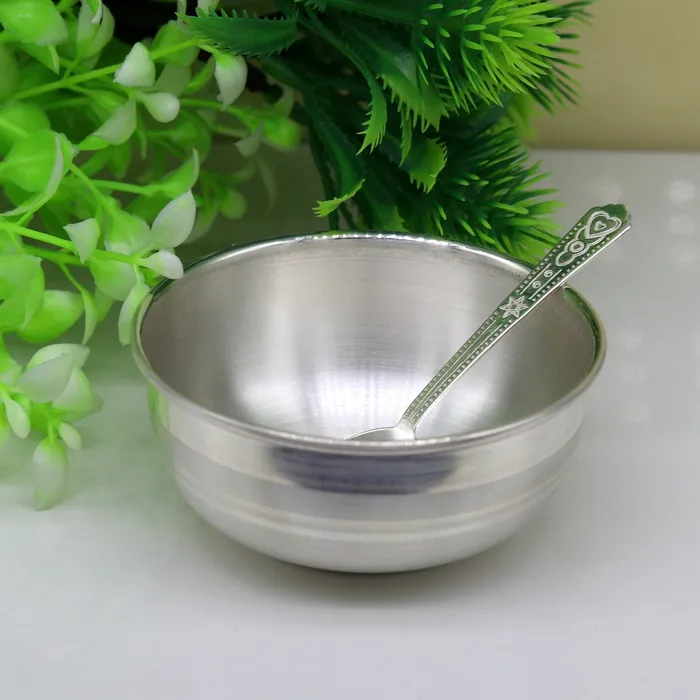 TRIBAL ORNAMENTS 999 solid pure silver handmade utensils bowl and spoon table serving bowl silver vessel baby feeding silver kitchen art baby set sv88 Rings