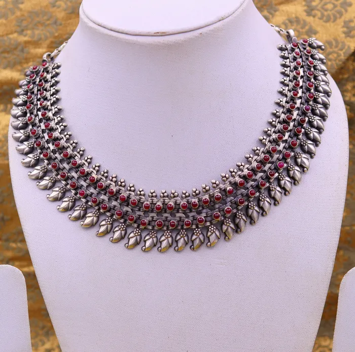 TRIBAL ORNAMENTS Awesome Indian Vintage antique design handmade 925 sterling silver gorgeous charm necklace set excellent gifting tribal jewelry set99 Necklaces