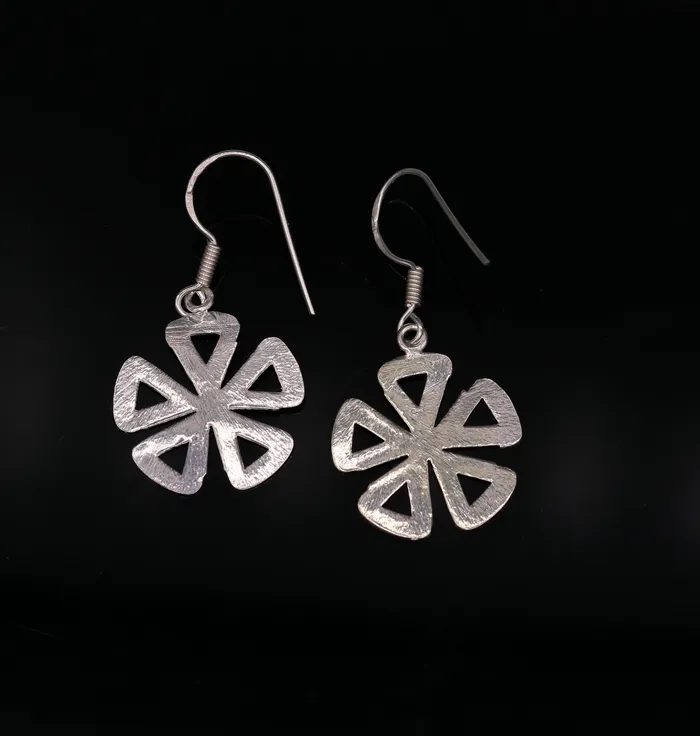 TRIBAL ORNAMENTS Awesome stylish modern 925 solid sterling silver fancy hoops earrings tribal belly dance jewelry from rajasthan india daily use jewelry s416 Earrings