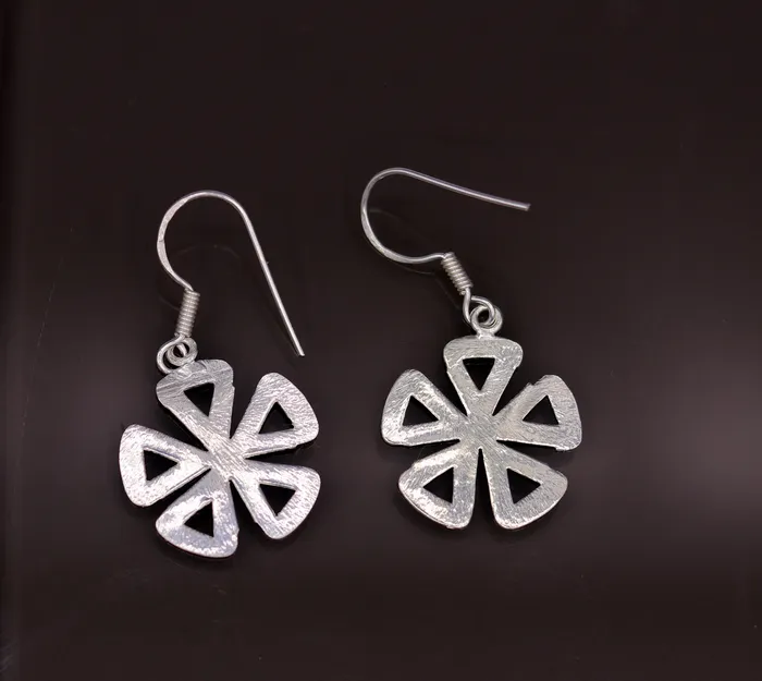 TRIBAL ORNAMENTS Awesome stylish modern 925 solid sterling silver fancy hoops earrings tribal belly dance jewelry from rajasthan india daily use jewelry s416 Earrings
