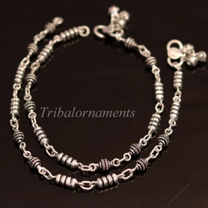 TRIBAL ORNAMENTS Bracelets 105 925 sterling silver beaded ankle bracelet amazing stylish belly dance anklets gorgeous gifting custom made ankle bracelet ank175 TRIBAL ORNAMENTS Bracelets 105 925 sterling silver beaded ankle bracelet amazing stylish belly dance anklets gorgeous gifting custom made ankle bracelet ank175