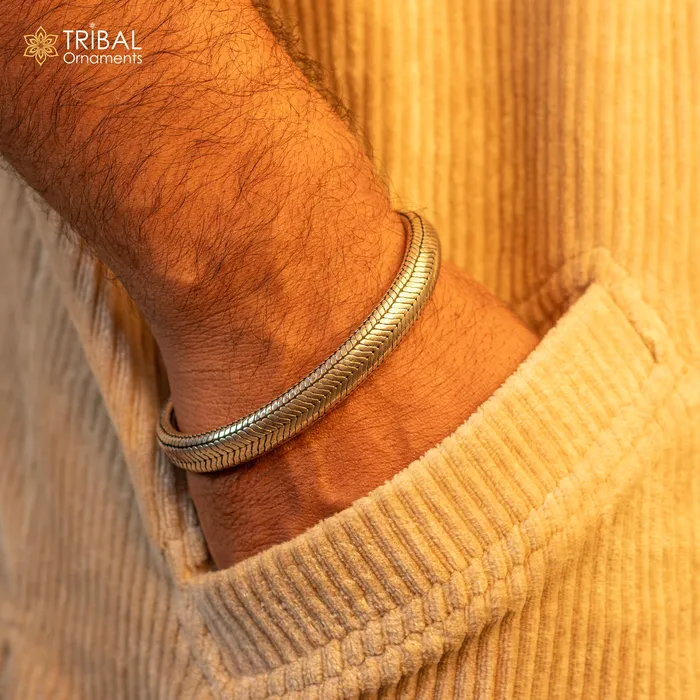 TRIBAL ORNAMENTS Bracelets 10 mm 85 solid Half round D shape 925 sterling silver gorgeous snake chain flexible bracelet belt unisex heavy bracelet India sbr432 TRIBAL ORNAMENTS Bracelets 10 mm 85 solid Half round D shape 925 sterling silver gorgeous snake chain flexible bracelet belt unisex heavy bracelet India sbr432