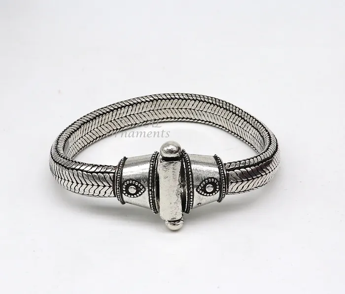 TRIBAL ORNAMENTS Bracelets 10 mm 85 solid Half round D shape 925 sterling silver gorgeous snake chain flexible bracelet belt unisex heavy bracelet India sbr432