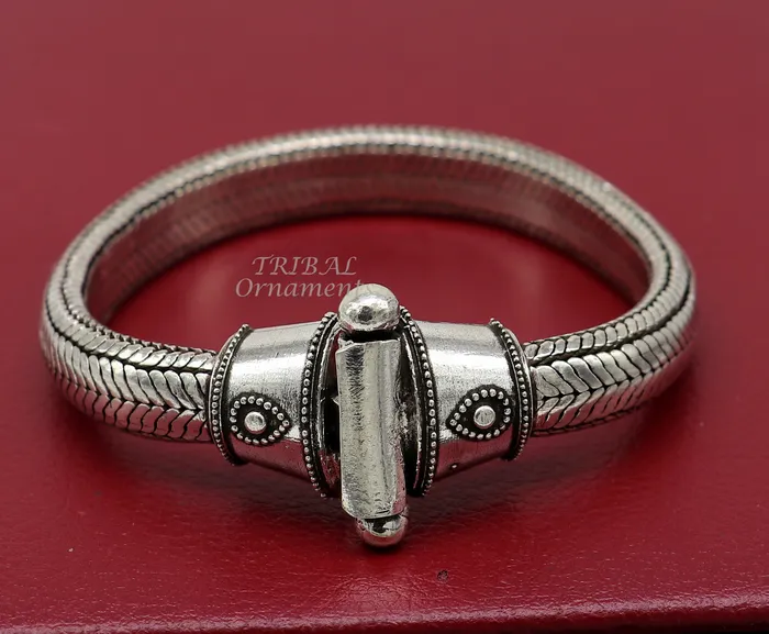 TRIBAL ORNAMENTS Bracelets 10 mm 85 solid Half round D shape 925 sterling silver gorgeous snake chain flexible bracelet belt unisex heavy bracelet India sbr432
