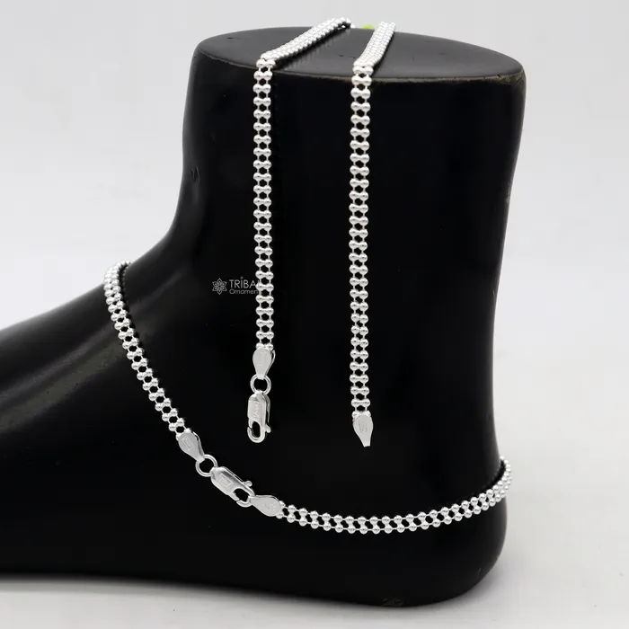 TRIBAL ORNAMENTS Bracelets 2mm 105 925 sterling silver Double beadedball chain anklet bracelet light weight delicate anklets belly dance silver jewelry ank612 TRIBAL ORNAMENTS Bracelets 2mm 105 925 sterling silver Double beadedball chain anklet bracelet light weight delicate anklets belly dance silver jewelry ank612