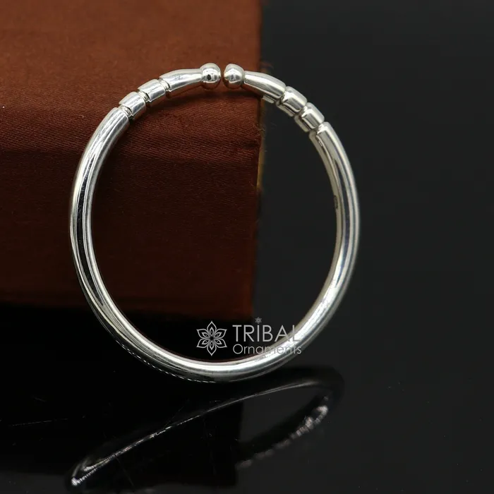 TRIBAL ORNAMENTS Bracelets 4mm 925 Solid sterling silver handmade plain shiny kids bangle bracelet adjustable baby kada best Modern trendy gift for unisex nsk687 TRIBAL ORNAMENTS Bracelets 4mm 925 Solid sterling silver handmade plain shiny kids bangle bracelet adjustable baby kada best Modern trendy gift for unisex nsk687