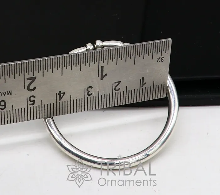 TRIBAL ORNAMENTS Bracelets 4mm 925 Solid sterling silver handmade plain shiny kids bangle bracelet adjustable baby kada best Modern trendy gift for unisex nsk687