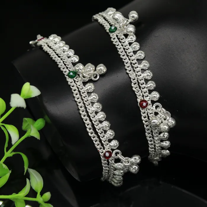 TRIBAL ORNAMENTS Bracelets 52 long Sterling silver handmade amazing silver ankle bracelet baby anklet noisy sound charm customized anklet personalized gifting ank211