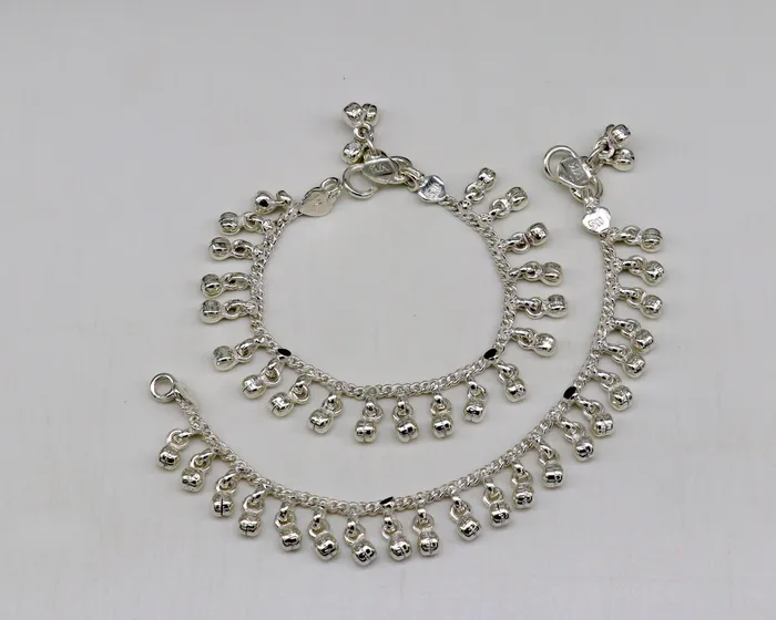 TRIBAL ORNAMENTS Bracelets 55 Handmade sterling silver new born baby anklets excellent waved charming noisy bells baby anklet bracelet payal kids jewelry ank280 TRIBAL ORNAMENTS Bracelets 55 Handmade sterling silver new born baby anklets excellent waved charming noisy bells baby anklet bracelet payal kids jewelry ank280
