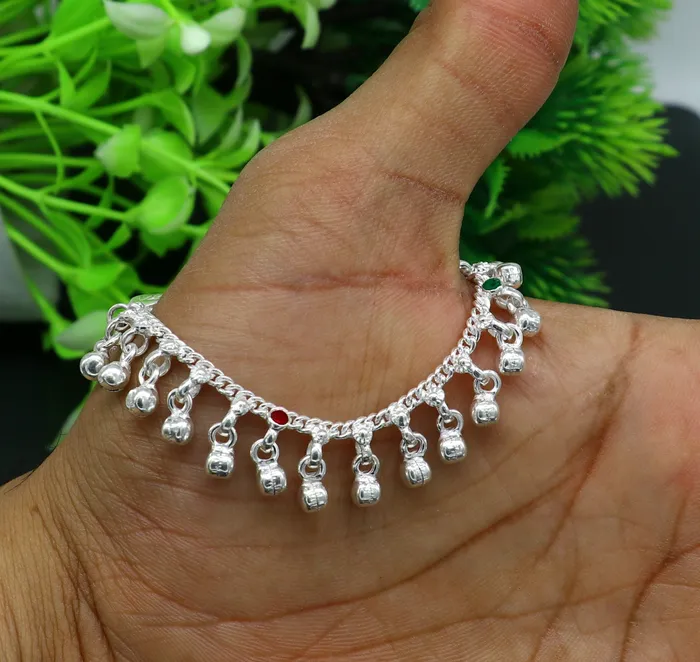 TRIBAL ORNAMENTS Bracelets 55 Handmade sterling silver new born baby anklets excellent waved charming noisy bells baby anklet bracelet payal kids jewelry ank280 TRIBAL ORNAMENTS Bracelets 55 Handmade sterling silver new born baby anklets excellent waved charming noisy bells baby anklet bracelet payal kids jewelry ank280