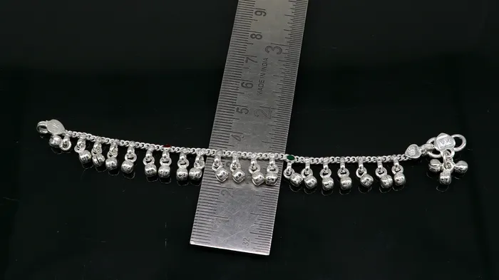 TRIBAL ORNAMENTS Bracelets 55 Handmade sterling silver new born baby anklets excellent waved charming noisy bells baby anklet bracelet payal kids jewelry ank280 TRIBAL ORNAMENTS Bracelets 55 Handmade sterling silver new born baby anklets excellent waved charming noisy bells baby anklet bracelet payal kids jewelry ank280