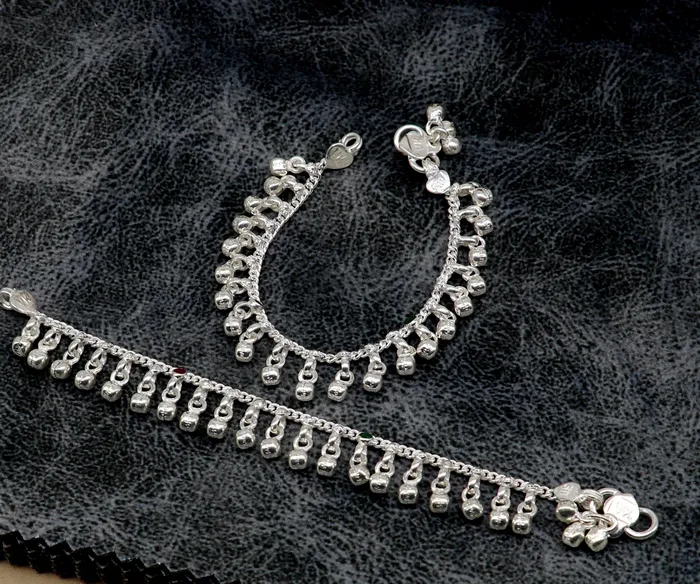 TRIBAL ORNAMENTS Bracelets 55 Handmade sterling silver new born baby anklets excellent waved charming noisy bells baby anklet bracelet payal kids jewelry ank280 TRIBAL ORNAMENTS Bracelets 55 Handmade sterling silver new born baby anklets excellent waved charming noisy bells baby anklet bracelet payal kids jewelry ank280