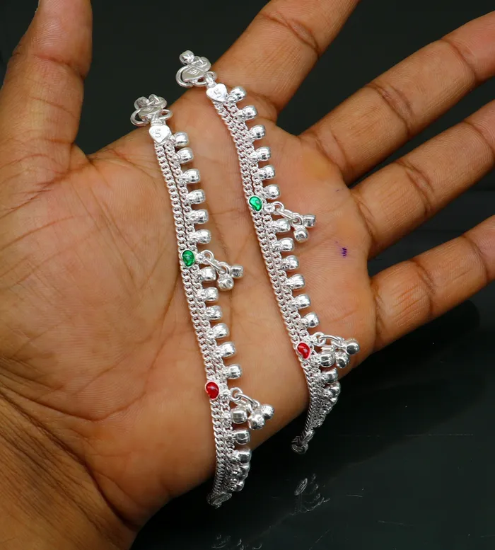 TRIBAL ORNAMENTS Bracelets 55 inches long customized anklets for new born baby anklets best unisex kids foot bracelet charm anklets bracelet from India ank284 TRIBAL ORNAMENTS Bracelets 55 inches long customized anklets for new born baby anklets best unisex kids foot bracelet charm anklets bracelet from India ank284
