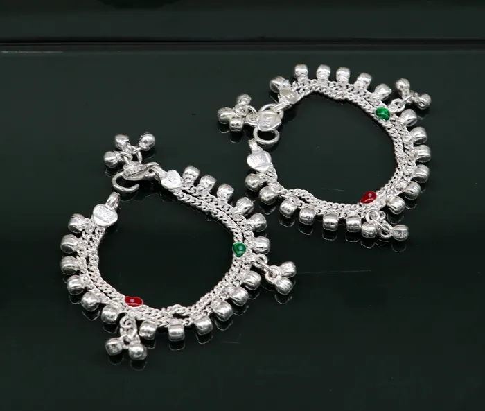 TRIBAL ORNAMENTS Bracelets 55 inches long customized anklets for new born baby anklets best unisex kids foot bracelet charm anklets bracelet from India ank284 TRIBAL ORNAMENTS Bracelets 55 inches long customized anklets for new born baby anklets best unisex kids foot bracelet charm anklets bracelet from India ank284