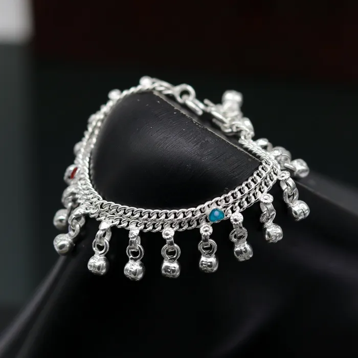 TRIBAL ORNAMENTS Bracelets 5 exclusive modern fancy stylish baby anklets bracelet double chain jingling belly ankle bracelet unisex gifting kids jewelry ank256