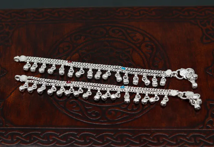TRIBAL ORNAMENTS Bracelets 5 exclusive modern fancy stylish baby anklets bracelet double chain jingling belly ankle bracelet unisex gifting kids jewelry ank256
