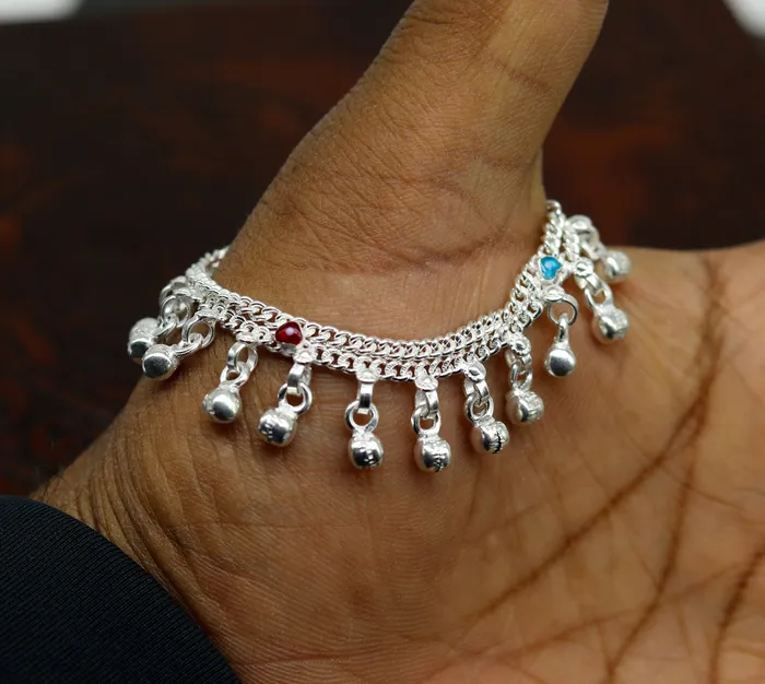 TRIBAL ORNAMENTS Bracelets 5 exclusive modern fancy stylish baby anklets bracelet double chain jingling belly ankle bracelet unisex gifting kids jewelry ank256