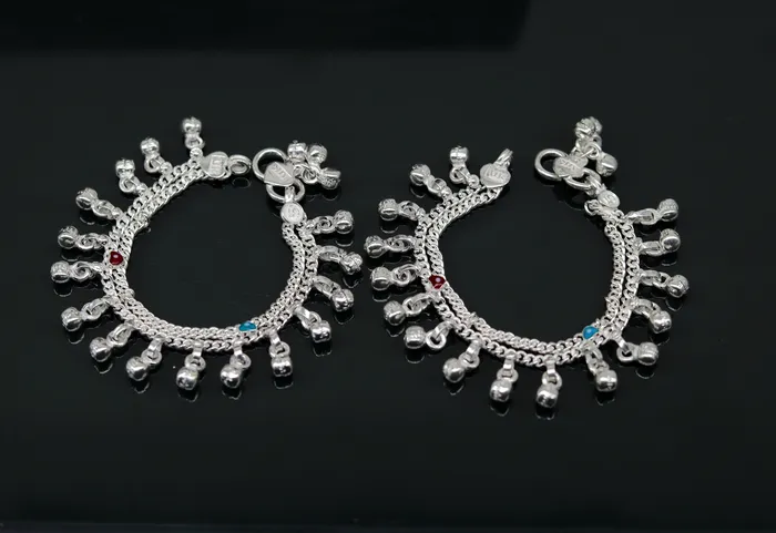 TRIBAL ORNAMENTS Bracelets 5 exclusive modern fancy stylish baby anklets bracelet double chain jingling belly ankle bracelet unisex gifting kids jewelry ank256