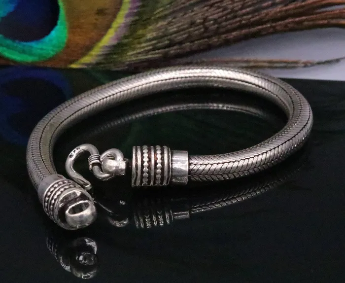 TRIBAL ORNAMENTS Bracelets 5MM Amazing customized vintage style snake chain handmade 925 sterling silver bracelet unisex personalize jewelry sbrm72 TRIBAL ORNAMENTS Bracelets 5MM Amazing customized vintage style snake chain handmade 925 sterling silver bracelet unisex personalize jewelry sbrm72