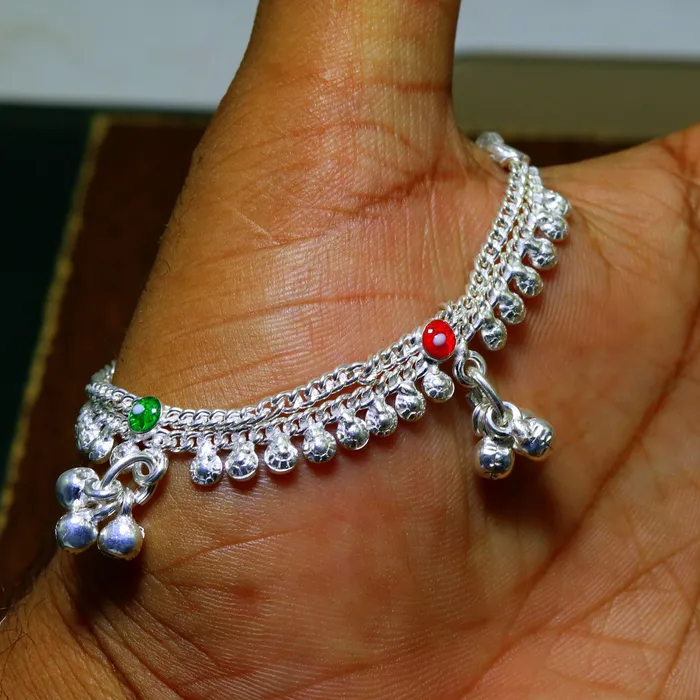 TRIBAL ORNAMENTS Bracelets 6 sterling silver handmade jingle bells baby kids ankle bracelet noisy sound bells charm anklets jewelry belly dance gifting kids ank200