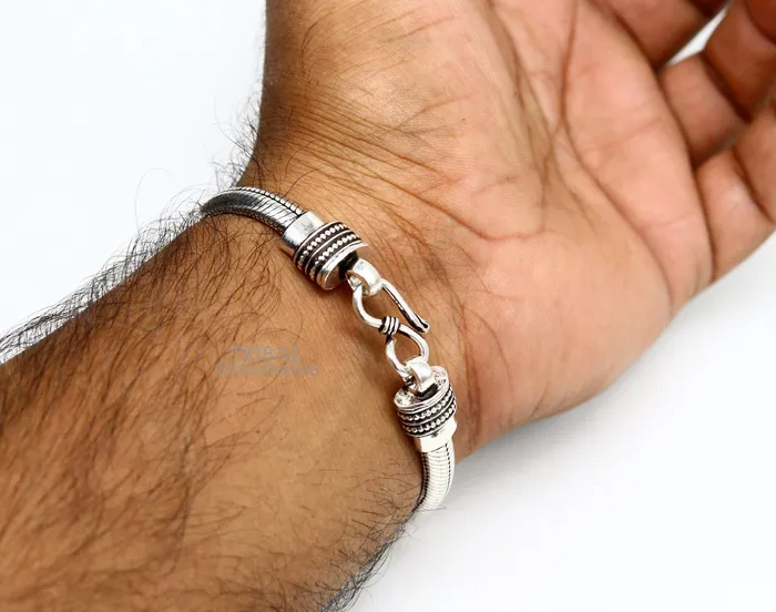 TRIBAL ORNAMENTS Bracelets 6mm 925 sterling silver handmade snake chain bracelet D shape Customized bracelet half round snake chain bracelet unisex sbr373 TRIBAL ORNAMENTS Bracelets 6mm 925 sterling silver handmade snake chain bracelet D shape Customized bracelet half round snake chain bracelet unisex sbr373