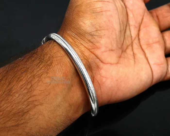 TRIBAL ORNAMENTS Bracelets 6mm 925 sterling silver handmade snake chain bracelet D shape Customized bracelet half round snake chain bracelet unisex sbr373