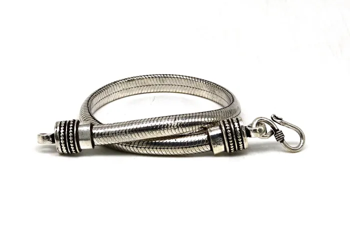 TRIBAL ORNAMENTS Bracelets 6mm 925 sterling silver handmade snake chain bracelet D shape Customized bracelet half round snake chain bracelet unisex sbr373