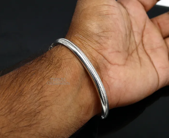 TRIBAL ORNAMENTS Bracelets 6mm 925 sterling silver handmade snake chain bracelet D shape Customized bracelet half round snake chain bracelet unisex sbr373