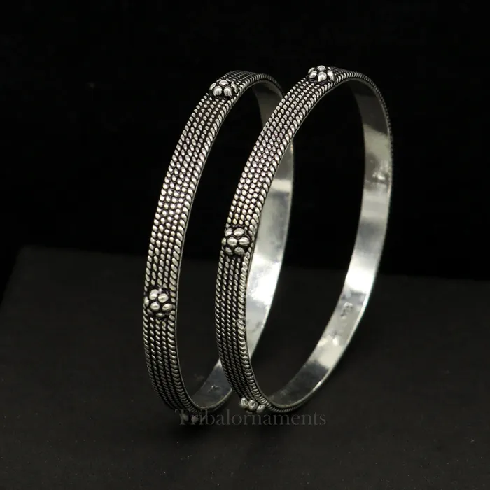 TRIBAL ORNAMENTS Bracelets 925 sterling customized fabulous design work stylish designer bangle bracelet pure silver gifting jewelry brides made bangles nba176