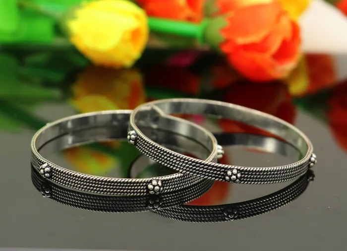 TRIBAL ORNAMENTS Bracelets 925 sterling customized fabulous design work stylish designer bangle bracelet pure silver gifting jewelry brides made bangles nba176