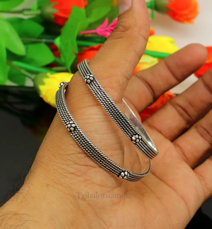 TRIBAL ORNAMENTS Bracelets 925 sterling customized fabulous design work stylish designer bangle bracelet pure silver gifting jewelry brides made bangles nba176