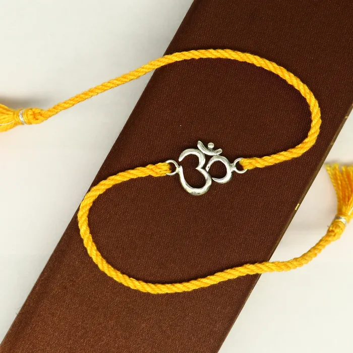 TRIBAL ORNAMENTS Bracelets 925 sterling silver custom design OM AUM design Rakhi bracelet with stunning yellow thread Best sibling rakhi for Festival Rakshabandhan rk161 TRIBAL ORNAMENTS Bracelets 925 sterling silver custom design OM AUM design Rakhi bracelet with stunning yellow thread Best sibling rakhi for Festival Rakshabandhan rk161