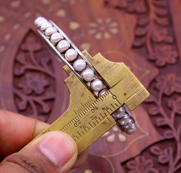 TRIBAL ORNAMENTS Bracelets 925 sterling silver gorgeous pearl bangle bracelet fabulous oxidized customized bridal made gifting single bangle jewelry from india ba53